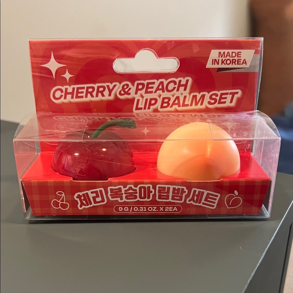 Cherry & Peach Lip Balm Set - Red & Peach
